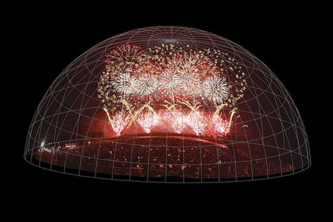 fulldome 全天周ドーム映像制作 花火大会 fireworks